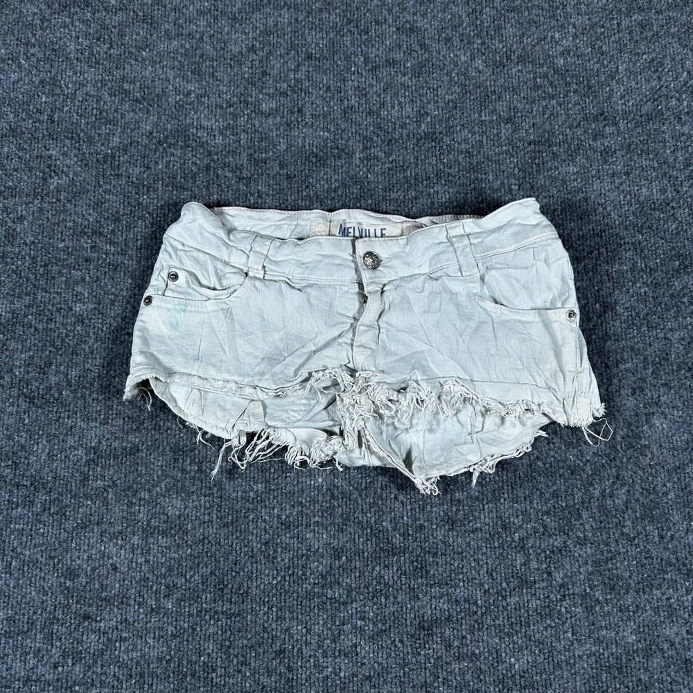 Brandy Melville Shorts Womens Size 38 Gray Low Rise Frayed Raw Hem Denim Cutoff